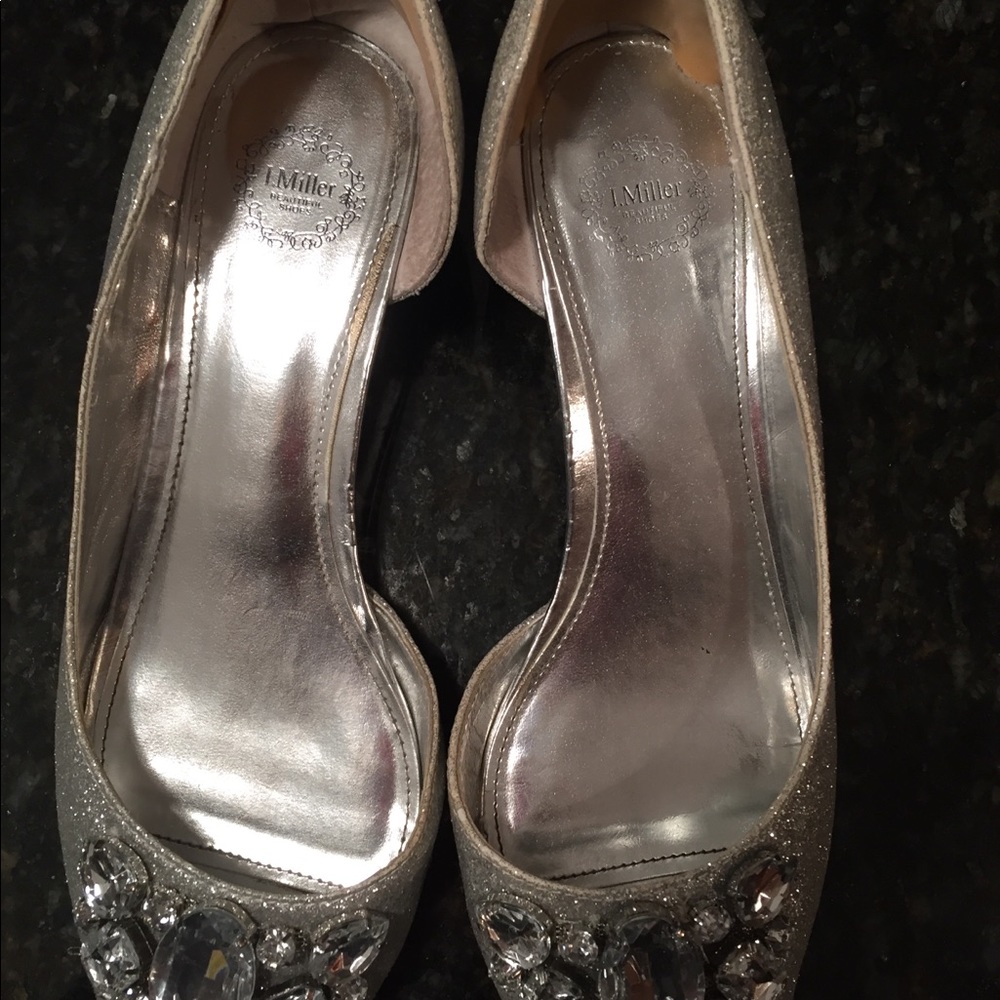 Woman’s silver dress shoes
